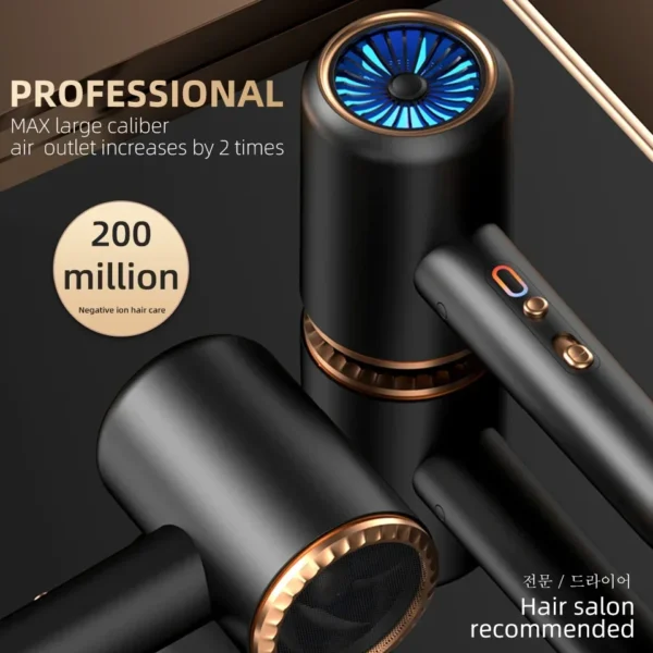 Professional Hair Dryer Hot Cold Wind Air Brush Hairdryer Negative Lonic Blow Dryer Strong PowerDryer Salon Tool 2400W 3th Gear - Image 2