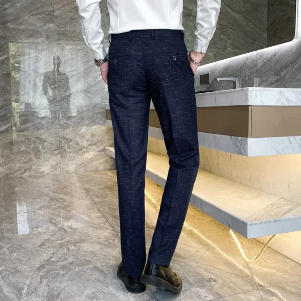 Navy Blue Men's Striped Suit Pants, Fashion Slim Fit Trousers, Business/Office Black Pant, Asian Size 29-38 - Image 2