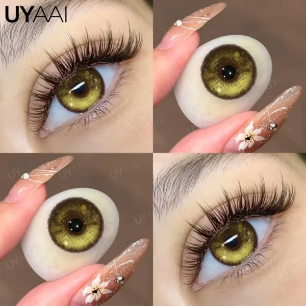 UYAAI 2Pcs Fashion Makeup Beauty Contacts Lenses Soft Yearly Comfort Health Colored Eyes Contacts Yellow Contacts Purple Eyes