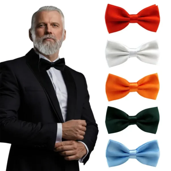 Men Bow Tie Detachable Design Adjustable Fit Solid Color Formal Bow Tie Business Suit Coat Bow Tie Accessory