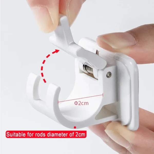 Nail-Free Curtain Clamp Rods Clips Hook Self Adhesive Rail Hooks Adjustable Shower Household Storage Hanging Stick Rack Holder - Image 5
