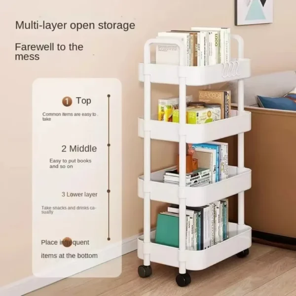 Multi-Layer Trolley Rack Trolley Organizer Mobile Bathroom Bathroom Storage Household Kitchen Multifunctional Cart with Wheels - Image 3