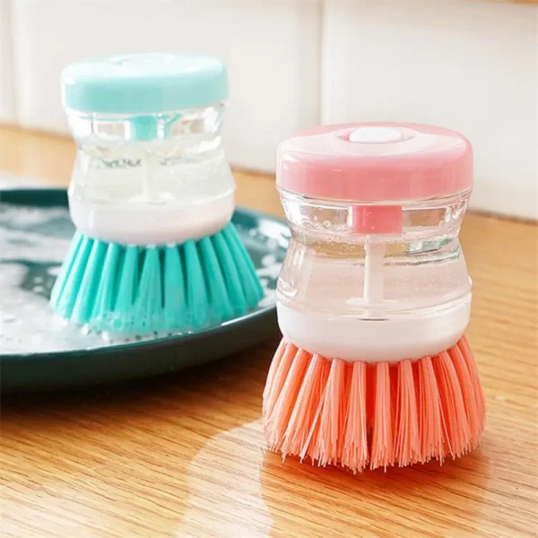 Practical Plastic Dishwashing Brush Save Time Decontamination Cleaning Brushes with Washing Up Liquid Soap Dispenser Daily Use - Image 3