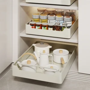 New Kitchen Storage Rack with Slide Rails Pull-out Kitchen Drawer Type Storage Tray Spice Box Storage Rack Cabinets Organizer