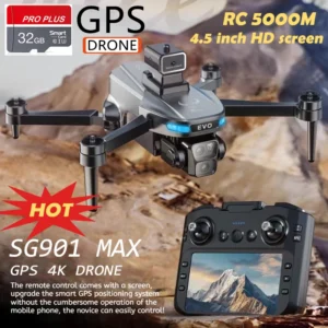 Max Pro Drone with Dual Cameras, GPS, Brushless Motors, Obstacle Avoidance, 4.5-inch Control Screen