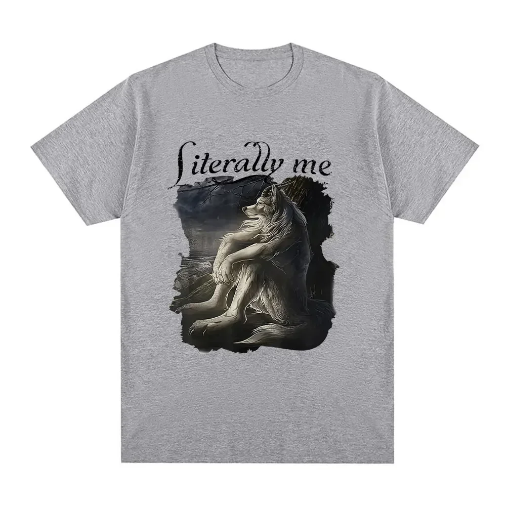 Sitting Wolf Literally Me Funny Meme T-Shirt Women Casual Short Sleeve T-Shirts Hip Hop Vintage Tee Shirt Unisex Women Clothing - Image 2