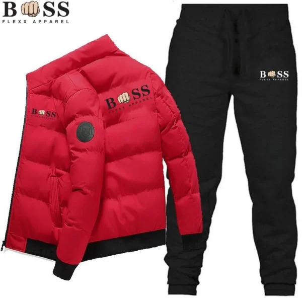 2024 Fashion Winter Korean BSS FLEXX APPAREL Men’s Fashion Warm New Windproof High-Quality Polyester Zipper Jacket and Pants - Image 4