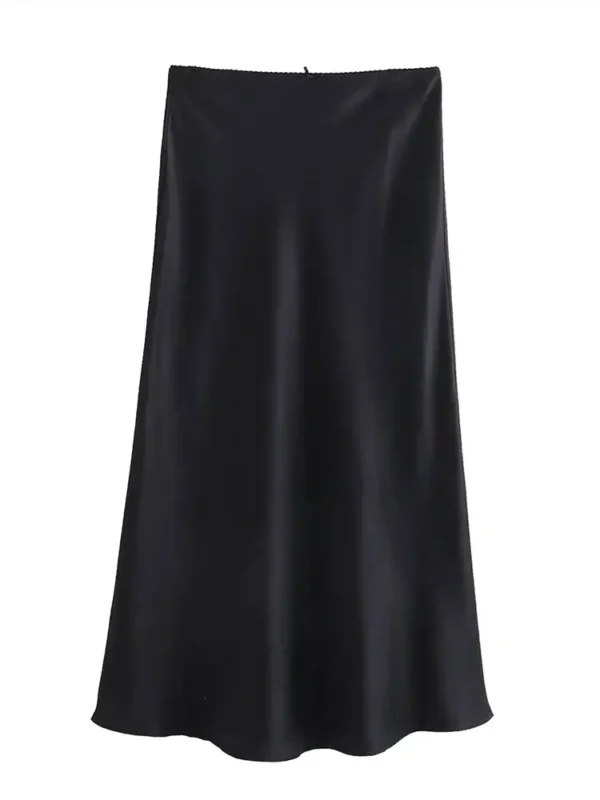 Mooyufon Women Fashion 2024 Spring New Satin Texture Bow Decoration Vintage Chic Female High Waist H Line Long Skirts Mujer - Image 2
