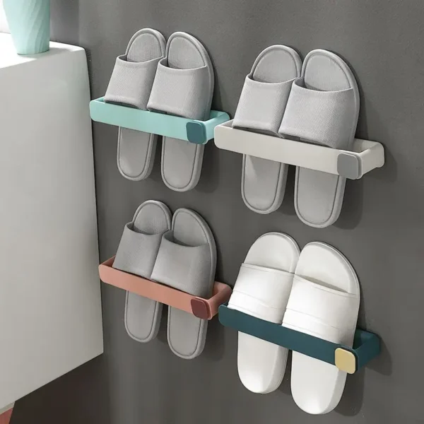 Bathroom Slipper Shelf No Punching Wall Mounted One Piece Shoe Rack Space Saving Shelf Bathroom Hanging - Image 2