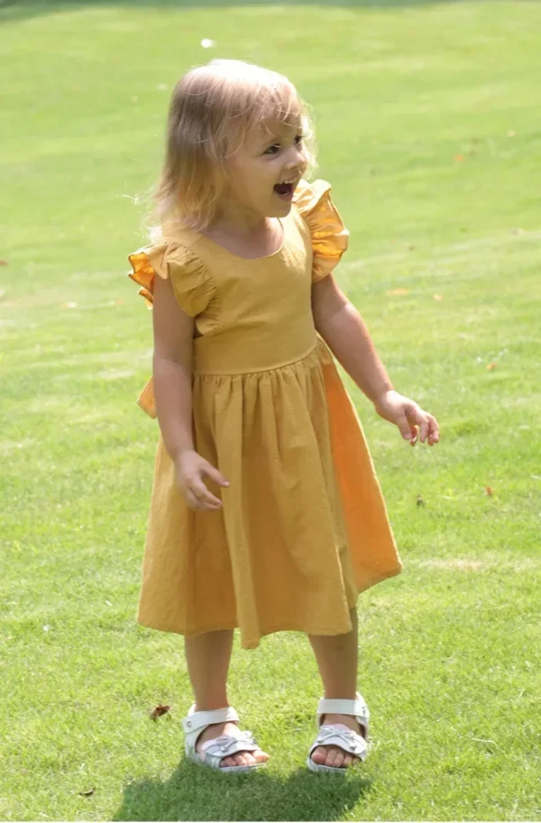 0-5Yrs Children Girls Ruffles Dress Casual Sleeveless Dress Summer Kids Girls Back Bow Clothing Outfits - Image 5