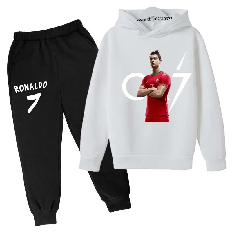 Kids Spring Autumn Football Idol Cr7 Print 2pcs Hoodie+Pants Set Tracksuits 3-13 Years Boy Girls Casual Baby Children Clothes - Image 5