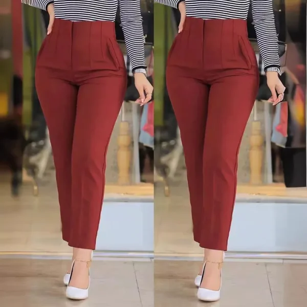 Elegant High Waist Cropped Work Pants For Women Black All-Match Daily Slim Office Formal Wear Fashion Women's Trousers - Image 6