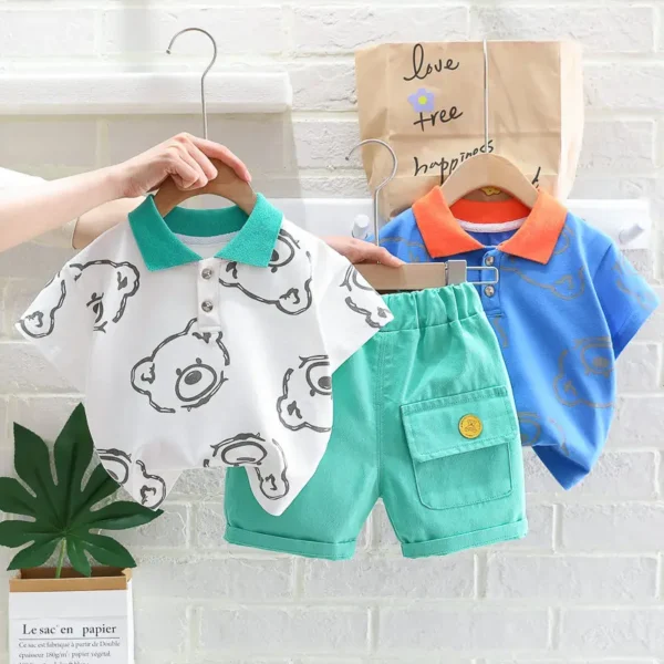 New Summer Baby Clothes Suit Children Boys Girls Cartoon Bear T Shirt Shorts 2Pcs/Set Toddler Casual Clothing Kids Tracksuits - Image 3