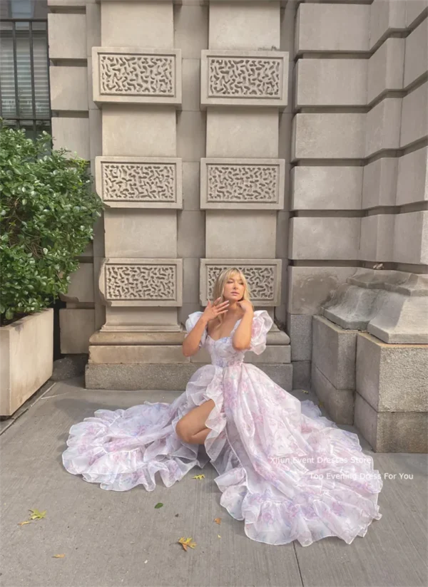 Selkie Long Evening Dresses Princess Prom Dresses Formal Floor Length Ruffles Ruched Prom Gowns Puff Sleeves Graduation Dresses - Image 2