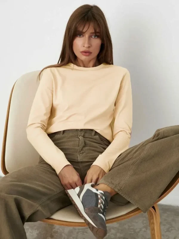 Wolfeel Women's Spring Autumn 100% Cotton T-Shirt Bottoming Basic Solid Lady Long Sleeve Loose Tops Shirts Oversized T-Shirt - Image 4