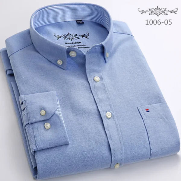 New in shirt long-sleeve shirts for men slim fit formal plian shirt single pocket office clothes soft plaid cotton designer tops - Image 3