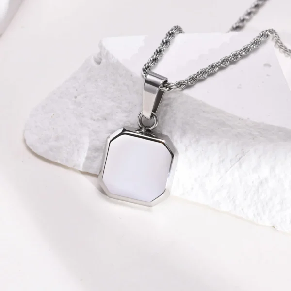 Vnox A-Z Initial Letters Men Necklaces, Geometric Pendant with Box Cuban Rope Chain, Stainless Steel Square Simple Collar - Image 6