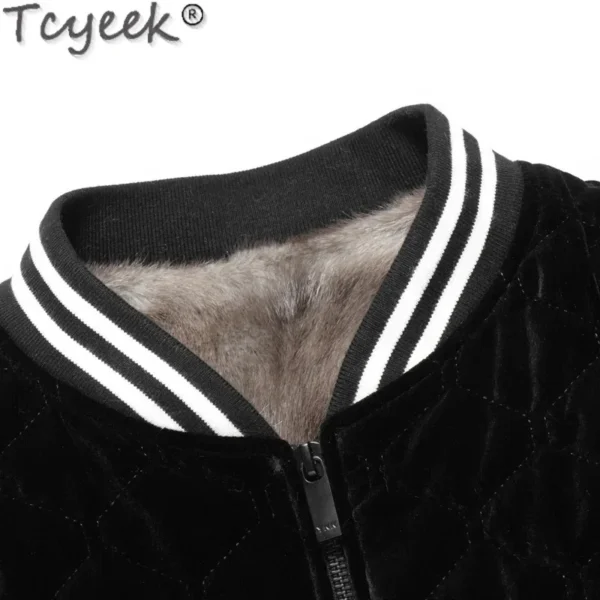 Tcyeek Natural Mink Fur Vest for Men, Winter Real Fur Sleeveless Slim Fit Double-Sided Wear - Image 4