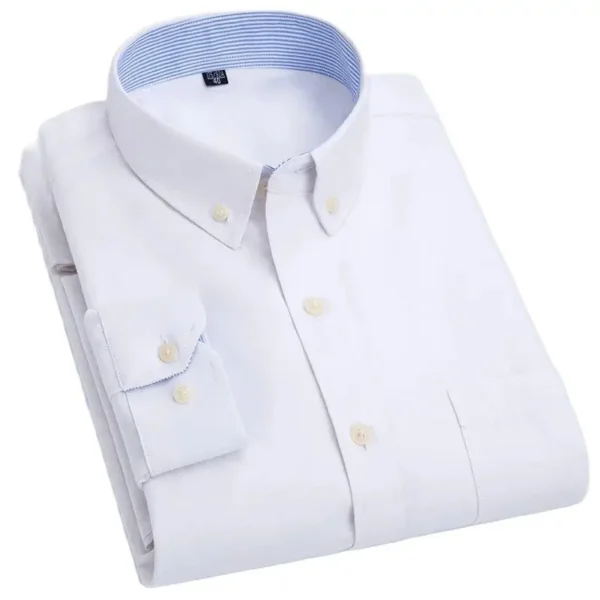 Men's long sleeve shirt non-ironing Oxford spinning spring summer autumn slim casual comfortable all fashion fast color shirt - Image 4