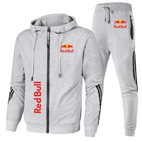 Spring 2025 Red Bull Logo Men's Hoodie Set 2-Piece New Red Bull Printed Jacket Men's Fashion Simple Hoodie Stormtrooper Coat Red - Image 2