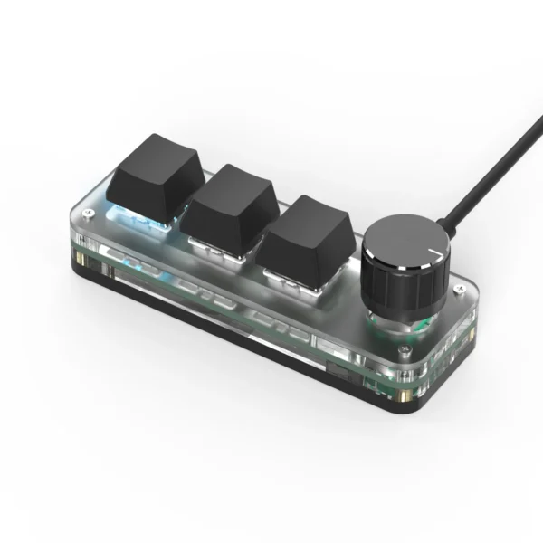 Macropad RGB Mini Keyboard – 3 Keys Knob, Hot Swap, Customizable Red Switch, Gaming, Multimedia for Photoshop