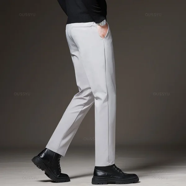 Autumn Winter Men‘s Suit Pants Slim Business Office Elastic Waist Black Grey Classic Pant Korean Trousers Male Plus Size 28-38 - Image 4
