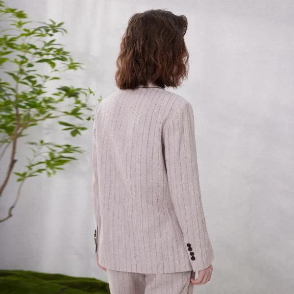 K2062X Luxury Brand Women's Clothing 100% Linen Ladies Office wear Stripe Suit Women's Formal Blazer Clothes - Image 4