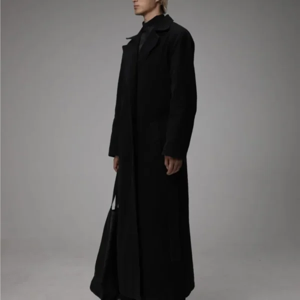 Washed Dark High-Grade Wasteland Style Ultra-Long Trench Coat for Men and Women - Image 2