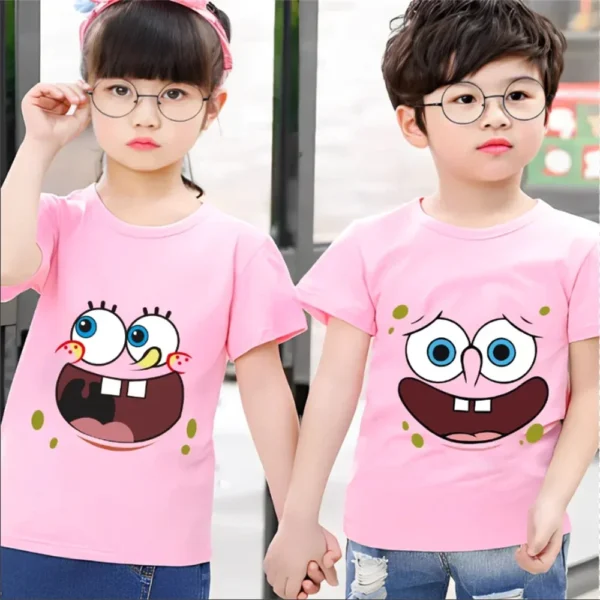 New SpongeBob T-shirt Kids Sweatshirt Kids Short Sleeve Boys Girls Clothing Summer Short sleeve ages 3-12 - Image 4