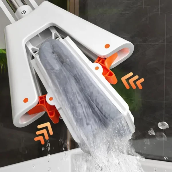 Squeezed Self Draining Rubber Cotton Mop Hand Free Magic Self-Cleaning Flat Mop Reusable Sponge Household Floor Cleaning Tool - Image 3