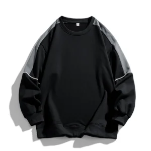 New Men Autumn Casual Fashion Teenager Pullover Top Color Contrast Round Neck Hoodies Male Long Sleeved Loose Sweatshirts Tops