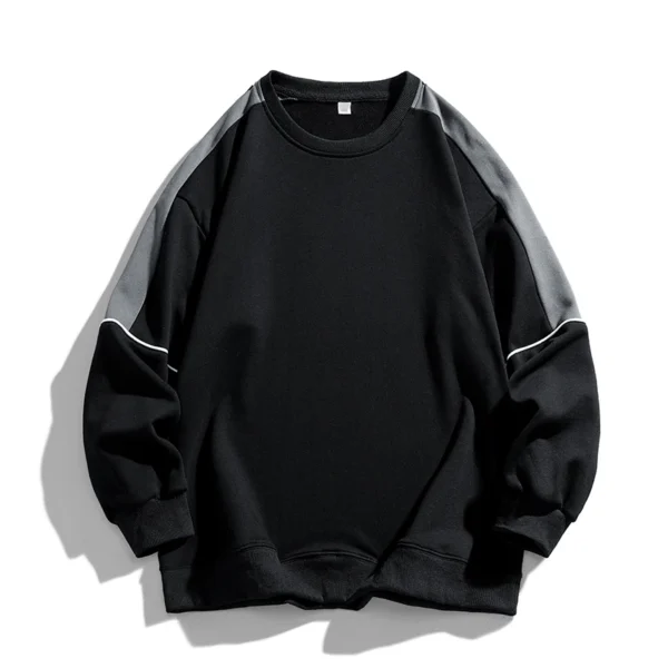 New Men Autumn Casual Fashion Teenager Pullover Top Color Contrast Round Neck Hoodies Male Long Sleeved Loose Sweatshirts Tops