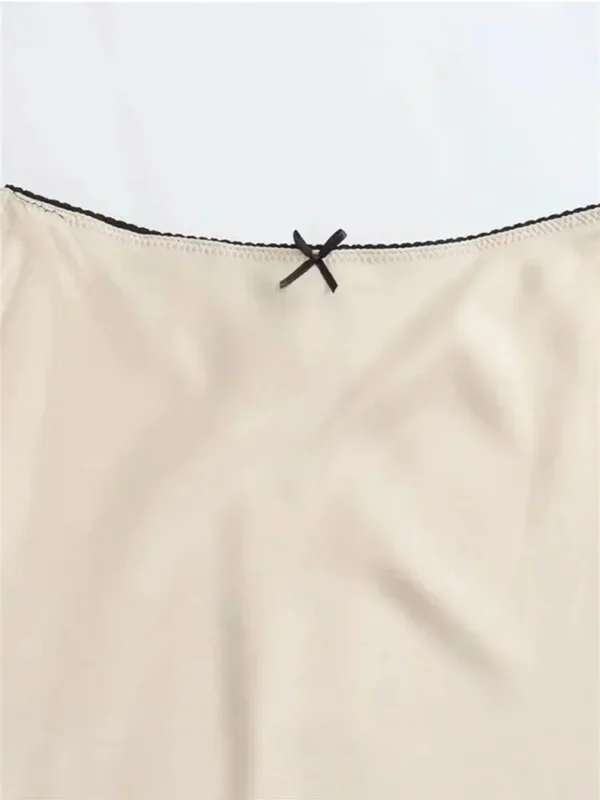 Mooyufon Women Fashion 2024 Spring New Satin Texture Bow Decoration Vintage Chic Female High Waist H Line Long Skirts Mujer - Image 6