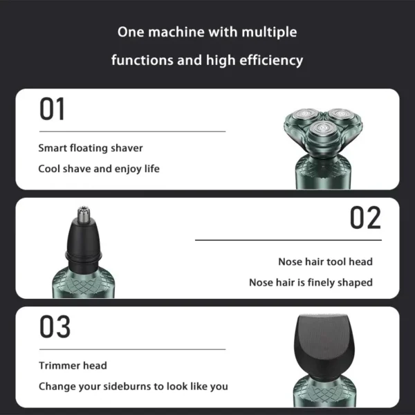 Electric Shavers Men Waterproof Wet Dry Use Electric Trimmer Razor Rechargeable Battery Rotary Shavers Machine Shaving - Image 3