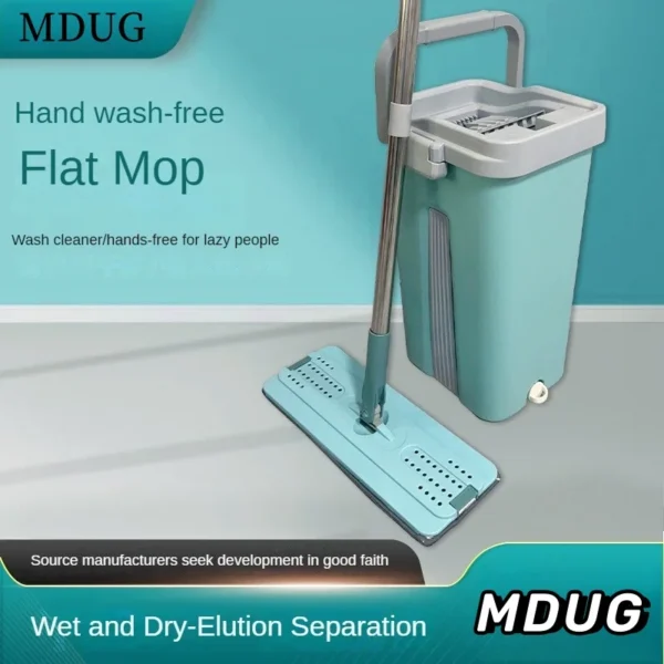 Thickened square household hand washable mop, scraping and cleaning mop bucket, one mop, flat mop, floor mop, absorbent mop