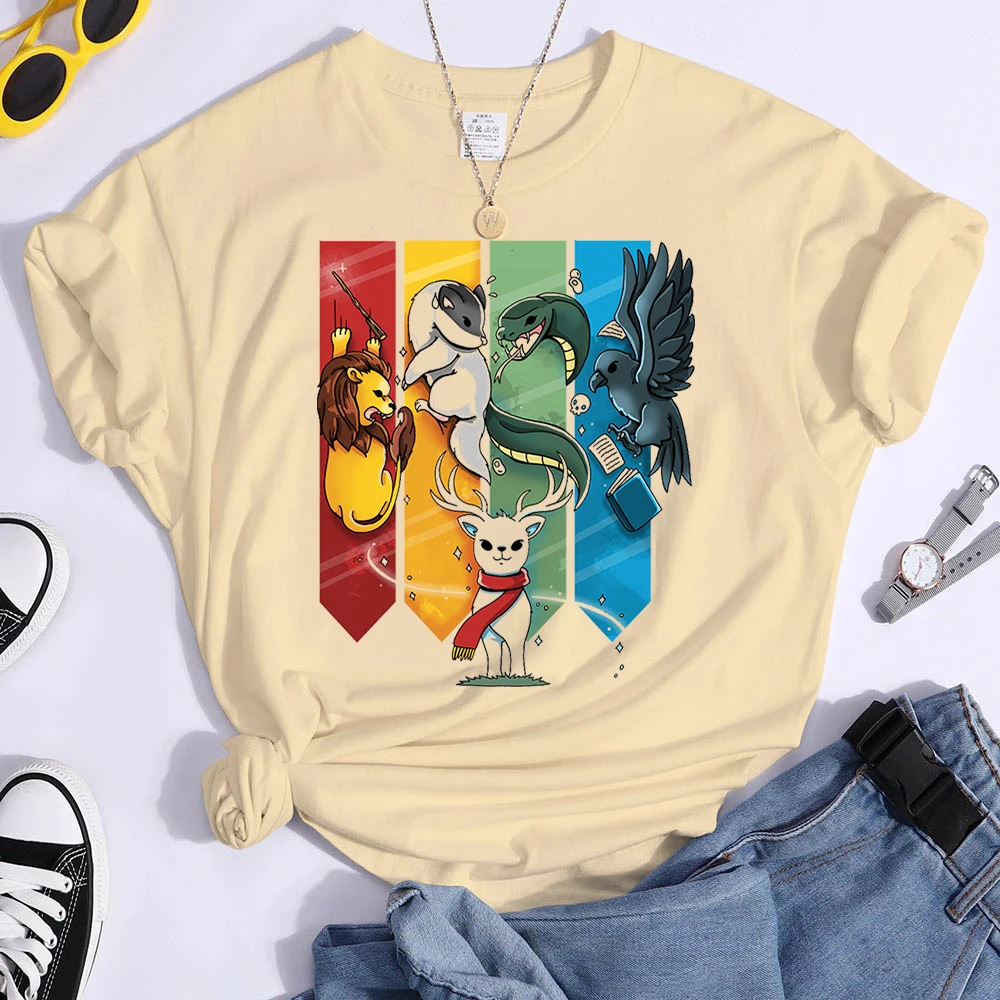 Magic Animal Ladies T Clothing T-shirts Short Sleeve Fashion Female Graphic Tees Hogwarts Print Summer Casual Tshirts Clothes - Image 4