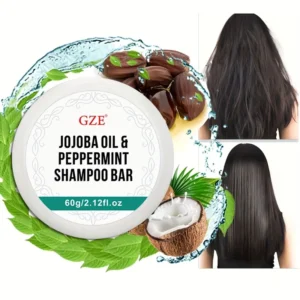 GZE Jojoba Oil & Peppermint Formula Shampoo Bar,-Supports Strong & Healthy Hair-Nourish Follicles with Antioxidants & Vitamins