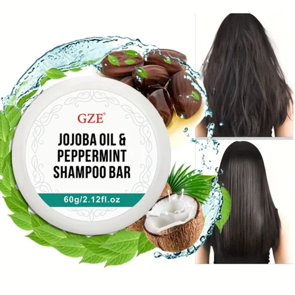 GZE Jojoba Oil & Peppermint Formula Shampoo Bar,-Supports Strong & Healthy Hair-Nourish Follicles with Antioxidants & Vitamins