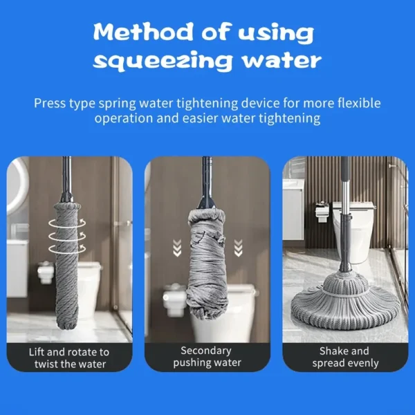 Mop Multi Functional Microfiber Mop Automatic Rotating Vacuum Hand Wash Free Easy To Clean Household Self Twisting Water Mops - Image 3