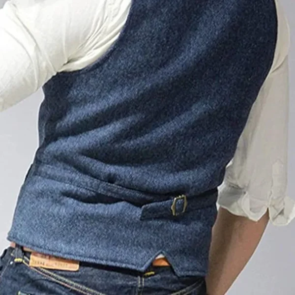 V Neck Men's Suits Vest Casual Classic Formal Business Herringbone Tweed Slim Fit Waistcoat For Wedding Groomsmen - Image 2