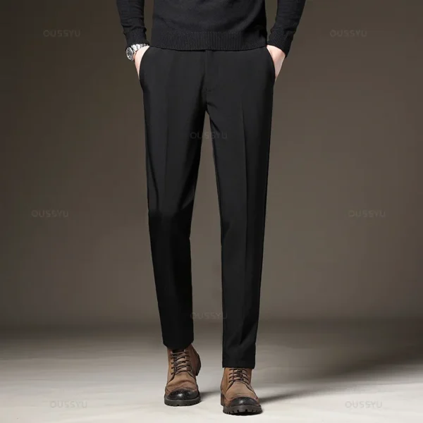 Autumn Winter Men‘s Suit Pants Slim Business Office Elastic Waist Black Grey Classic Pant Korean Trousers Male Plus Size 28-38 - Image 2