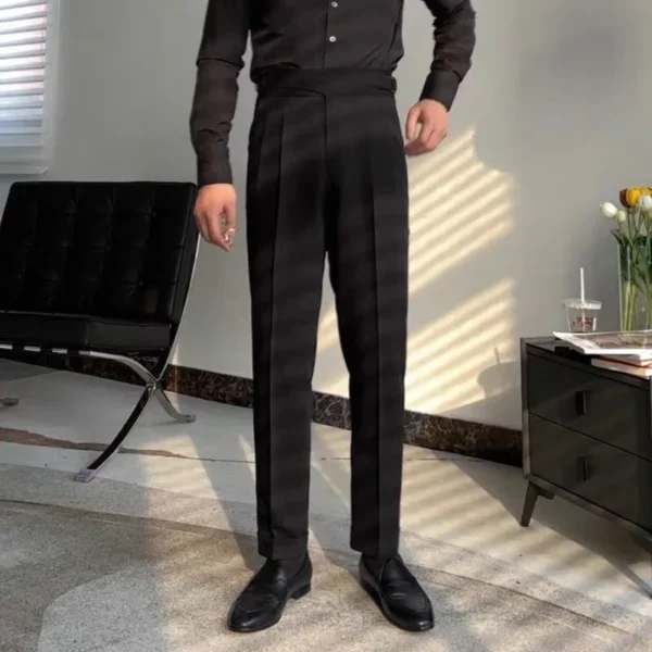 Oldyanup Men Vintage Gurkha Pants British Style High Waist Casual Straight Trousers Spring Autumn Fashion Naples Suit Pant - Image 4