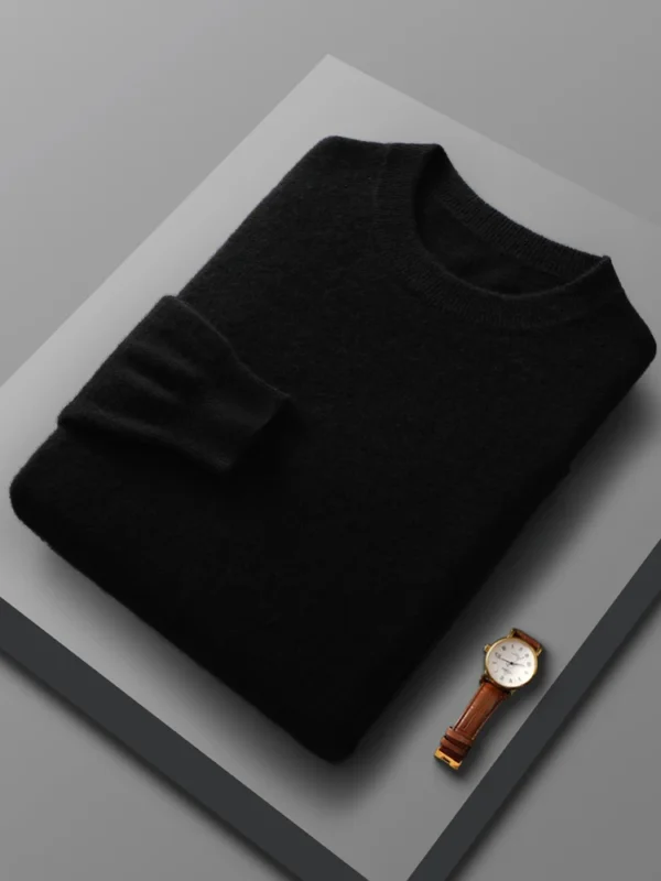 Spring Autumn Merino Wool Pullover Sweater for Men, O-Neck Long Sleeve Cashmere Knitwear - Image 4