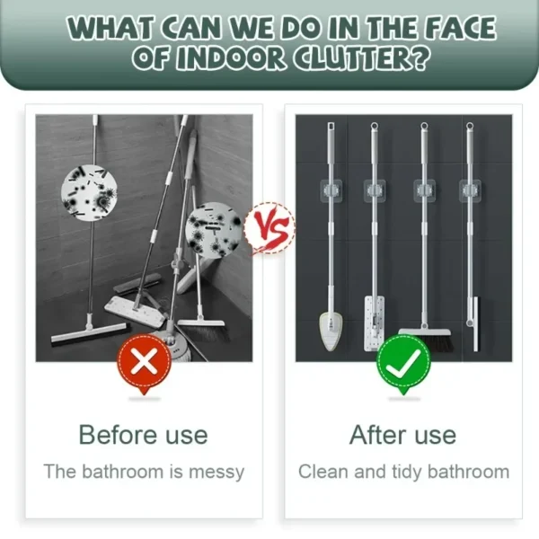 4PCS Wall Mounted Mop Organizer Holder Wall Mounted Waterproof Mop Storage Rack Broom Hanger Hooks Household Tools - Image 5