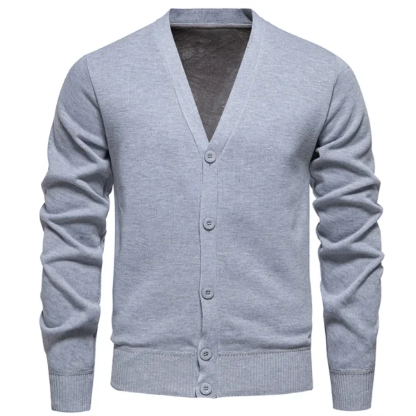2024 Men Sweater Cardigan Business Casual Classic V-neck Solid Color Cardigan Men Sweater Korean Fashion Trend Knitwear Sweater - Image 3