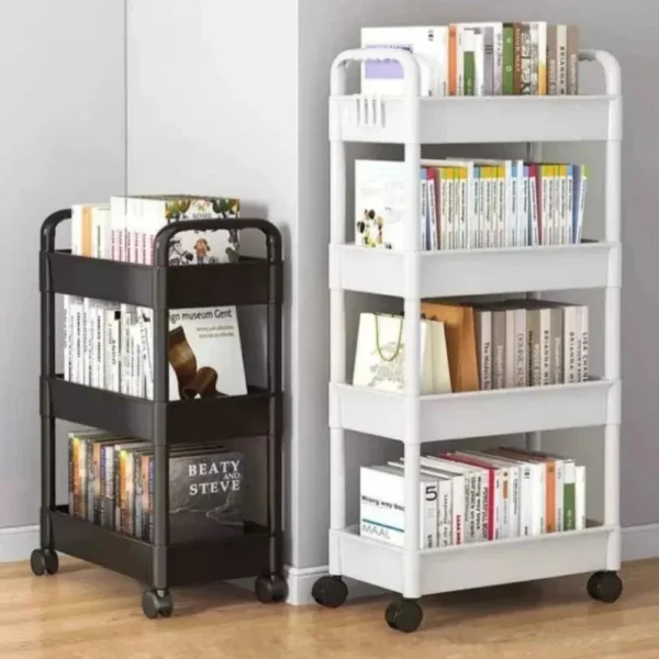 3/4 Tier Mobile Storage Rack Trolley Organizer With Wheels Plastic Kitchen Organizers Household Cart Mobile Trolley Bookshelf - Image 4