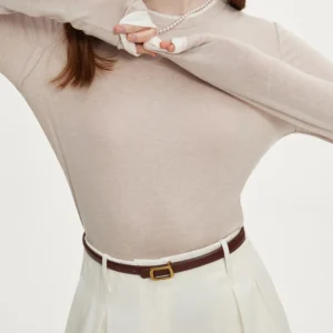 FSLE 19.1% Wool Women Long Sleeve Top Soft Thin Sweater For Women Slim Autumn Office Lady Pullover Wool Tops 24FS13096