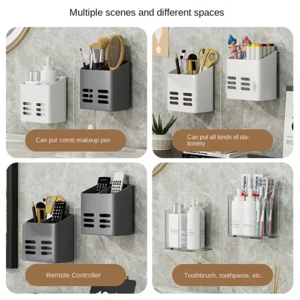 Bathroom Shelf Makeup Storage Organizer No Drill Toiletries Shelves Wall Mount Comb Skin Care Product Rack Bathroom Accessories - Image 2