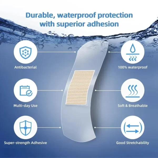 50/120Pcs Transparent Waterproof Sports Bathing Adhesive Tape Disposable Aid Bandages Self Adhesive Band Aids for Wound Care - Image 4