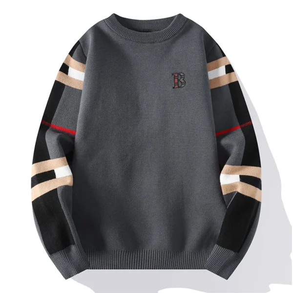2024 New Autumn/Winter Fashion Luxury Men's Classic Casual Stripe Checkered Pullover Men's Business Brand Soft and Warm Sweater - Image 4